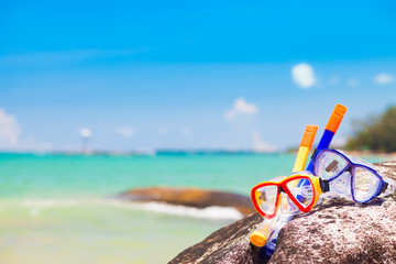 Diving Goggles and Snorkel Gear at the beach