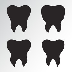 Set of teeth. Black silhouettes. Vector illustration