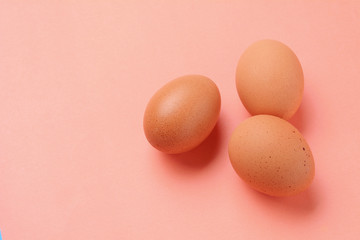 Top view of two brown eggs