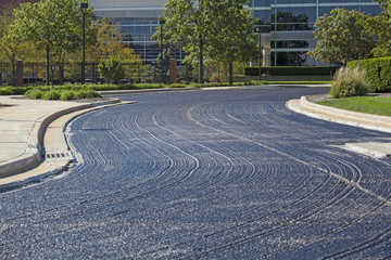 Milled street ready for new layer of asphalt