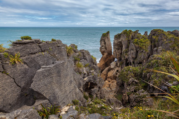 Fototapeta na wymiar Pancake Rocks near Punakaiki