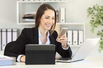 Executive working with multiple devices