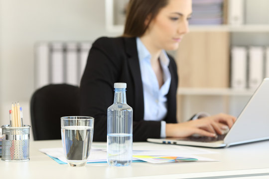 Bottled water in an office workplace