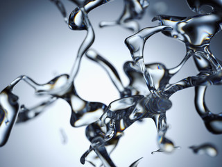 3d render, abstract water drips background, wet, liquid splashing, macro network, microbiology,...