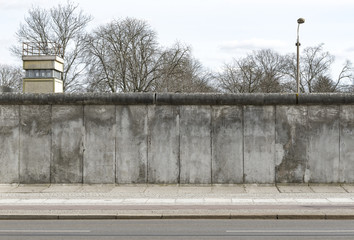 Berlin wall and watchtower