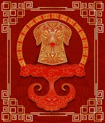 Dog is a emblem or sign of the 2018 Chinese New Year. Design for envelopes, banner, greeting cards, calendars, posters, invitations.