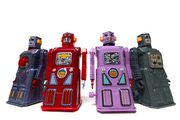 Vintage tin robot toys