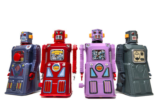 Vintage tin robot toys