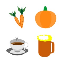 icons about Food with kvass, carrot, decoration, gloomy and big