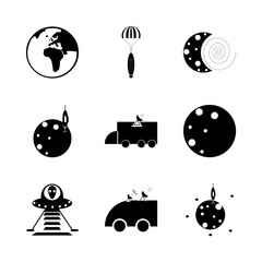 icon Cosmos with cosmos, cosmic, planet, technology and antenna