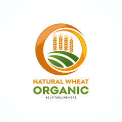 Natural Wheat Organic Logo Template Design Vector