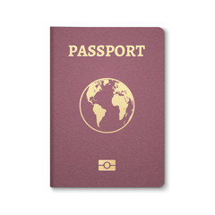 Passport document ID. International pass for tourism travel. Emigration passport citizen ID with globe