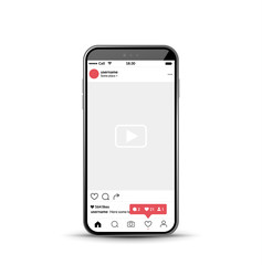 Social network photo frame mobile template. Social media app vector illustration