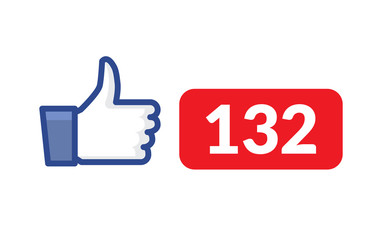 Thumbs up like social network icon. New likes number appreciation online. Web blogging concept