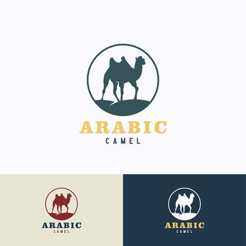 Arabic Camel Logo Template Design. Creative Vector Emblem, for Icon or Design Concept.