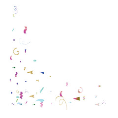 Trendy Xmas Party Tinsel Vector Foil Confetti Cool Foil Border Fireworks Explosion, Blast, Burst, New Year, Christmas, Birthday Celebration. Cool Summer Coctail Party Colored Gradient Tinsel Confetti.