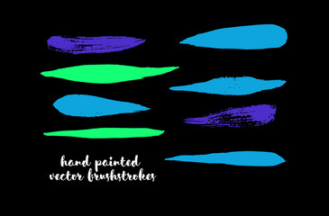 Graffiti Lines. Hand Painted Blue Buttons, Turquoise Highlights. Vector Brushstrokes or Banners. Textured Doodles or Smears. Background Colorful Swatch Collection Vintage Logo Element. Scribble Paint