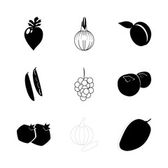 icon Fruits And Vegetables with farm, citrus fruit, vegetables, goldcrest and vitamins