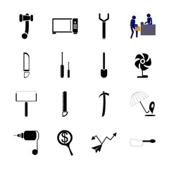 icon Instruments And Tools with blade, cooking, gps, isolated and hand tool