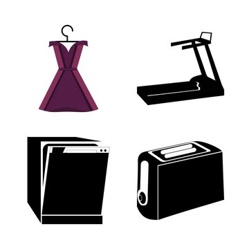 icon Electronic with model, kitchen, fashion, clean and breakfast