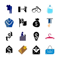 icon Shopping Tools with shopping, billfold, reception, t shirt and sale