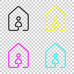 house with people icon. line style. Colored set of cmyk icons on transparent background