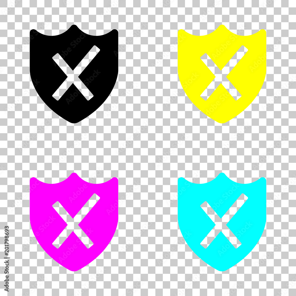 Poster protection broken. simple icon. colored set of cmyk icons on transparent background