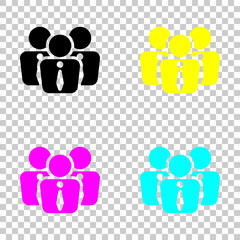 office people, team. Colored set of cmyk icons on transparent background