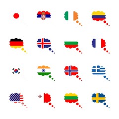icon Flag with ireland flag, iceland, flag, bulgaria flag and usa