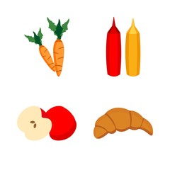 icons about Food with logo, vitamin, menu, croissant and carrot