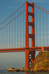 North end of the Golden gate Bridge at sunrise
