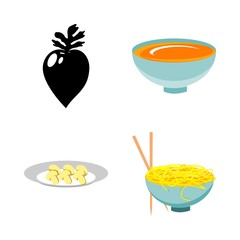 icons about Food with japanese foods, soup, radish, tasty and agaric