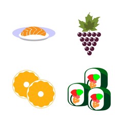 icons about Food with vine, lunch, bunch, fresh and orange
