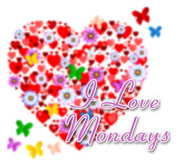 Monday Love Quotes - Flowers And Butterflies - 3d Illustration