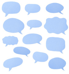 Blue Paper Cut Outs of Speech Bubbles