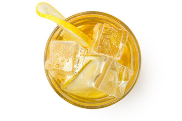 Fresh lemonade with ice and mint. Summer mood. Isolated.