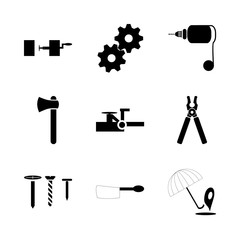 Fototapeta premium icon Instruments And Tools with isolated, location, pincer, round and equipment
