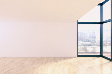 Modern bright interiors room 3D rendering illustration