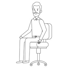 businessman sitting in office chair vector illustration design