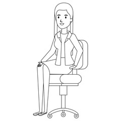 businesswoman sitting in office chair vector illustration design