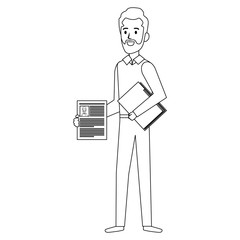 businessman with curriculum and folder vector illustration design