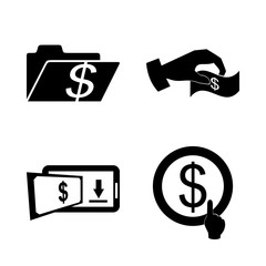 icon Currency with pay, hand, cash, internet banking and money