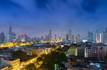 Bangkok city skyline with business district.