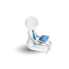 Computer laptop and white man working online vector image