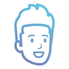 young man head avatar character vector illustration design