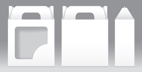 Box White window shape cut out Packaging Template blank. Empty Box white Template for design product package gift box, White Box packaging paper kraft card board package