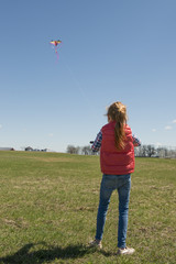 Naklejka na ściany i meble Girl Flying Kite