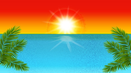 Tropical beach vector illustration background