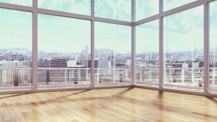 Modern bright interiors room 3D rendering illustration