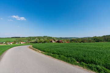 Straße in Hügellandschaft